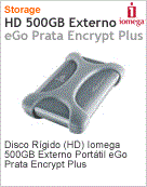 34514 - Unidade de Disco Rgido (HD) Externo 500GB Lenovo EMC Iomega Porttil eGo Prata Encrypt Plus