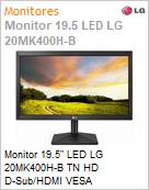 Monitor 19,5 LED LG 20MK400H-B TN HD D-Sub/HDMI VESA (75x75mm) Preto  (Figura somente ilustrativa, no representa o produto real)