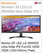 Monitor 29 LED LG 29WL500-B Ultra Wide IPS Full HD HDMI VESA (100x100mm) Preto  (Figura somente ilustrativa, no representa o produto real)