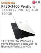 R480-L.BR33P1 - Notebook LG R480-3400 Intel Pentium Dual-Core T4400 (2.20GHz) 4GB 320GB 14.0