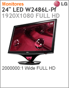 W2486L-PF - Monitor 24" LED LG W2486L-PF 1920x1080 2000000:1 Wide Full HD HDMI