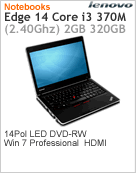 0578KKP - Notebook ThinkPad EDGE Lenovo E14 Intel Core i3-370M (2.40GHz) 2GB 320GB 14" LED DVD-RW Windows 7 Professional Wi-Fi N Bluetooth WebCam HDMI
