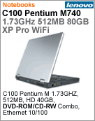 0761-25P - Notebook Lenovo 3000 C100 Intel Pentium M 740 (1.73GHz) 512MB 80GB XGA 15