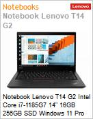 Notebook Lenovo T14 G2 Intel Core i7-1185G7 14 16GB 256GB SSD Windows 11 Pro  (Figura somente ilustrativa, no representa o produto real)