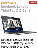 Notebook Lenovo ThinkPad Z13 Gen1 AMD Ryzen 5 Pro 6650U 16GB 6400- LPD 256GB SSD 13,3 WUXGA IPS SGRB Multi-toque Windows 11 Pro 3 Anos OnSite (1 Ano Bateria) (Figura somente ilustrativa, no representa o produto real)
