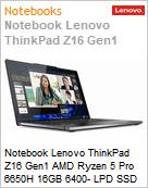 Notebook Lenovo ThinkPad Z16 Gen1 AMD Ryzen 5 Pro 6650H 16GB 6400- LPD SSD 1TB 16 WUXGA IPS SGRB Multi-toque Radeon RX 6500M 4GB Windows 11 Pro 3 Anos OnSite (1 Ano Bateria) (Figura somente ilustrativa, no representa o produto real)