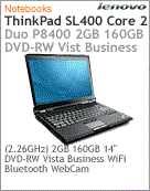 2743-A37 - Notebook ThinkPad Lenovo SL400 Intel Core 2 Duo P8400 (2.26GHz) 2GB 160GB 14