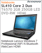2842-GWP - Notebook ThinkPad Lenovo SL410 Intel Core 2 Duo T6570 (2.10GHz) 2GB 250GB 14