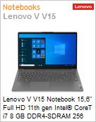 Lenovo V V15 Notebook 15,6 Full HD 11th gen Intel Core i7 8 GB DDR4-SDRAM 256 GB SSD NVidia GEForce MX350 Wi-Fi 5 (802.11ac) Windows 10 Pro Preto (Figura somente ilustrativa, no representa o produto real)