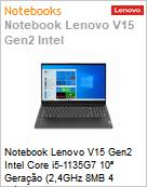 Notebook Lenovo V15 Gen2 Intel Core i5-1135G7 10 Gerao (2,4GHz 8MB 4 Ncleos) 8GB DDR4-3200 128GB SSD M.2 2242 PCIe 3.0x2 NVMe 15,6 Full HD Windows 11 Pro Wi-Fi 11ac BT 5.0 (Figura somente ilustrativa, no representa o produto real)
