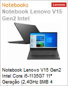 Notebook Lenovo V15 Gen2 Intel Core i5-1135G7 11 Gerao (2,4GHz 8MB 4 Ncleos) 8GB DDR4-3200 256GB SSD M.2 2242 PCIe 3.0x4 NVMe 15,6 Windows 11 Pro Wi-Fi 11ac BT 5 GEForce 2GB (Figura somente ilustrativa, no representa o produto real)