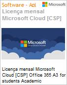 Licena mensal Cloud [CSP NCE] Microsoft Office 365 A3 for students Academic [Educacional]  (Figura somente ilustrativa, no representa o produto real)