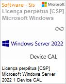 Licena perptua [CSP NCE] Microsoft Windows Server 2022 1 CAL Device  (Figura somente ilustrativa, no representa o produto real)