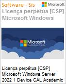 Licena perptua [CSP NCE] Microsoft Windows Server 2022 1 CAL Device Academic [Educacional]  (Figura somente ilustrativa, no representa o produto real)