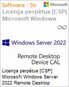 Licena perptua [CSP NCE] Microsoft Windows Server 2022 Remote Desktop Services [RDS] 1 CAL Device  (Figura somente ilustrativa, no representa o produto real)