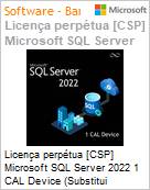 Licena perptua [NCE] Microsoft SQL Server 2022 1 CAL Device (Substitui DG7GMGF0FKZWD)  (Figura somente ilustrativa, no representa o produto real)