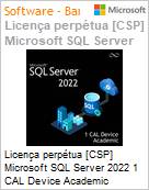 Licena perptua [NCE] Microsoft SQL Server 2022 1 CAL Device Academic [Educacional] (Substitui DG7GMGF0FKZWDA)  (Figura somente ilustrativa, no representa o produto real)