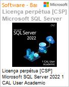 Licena perptua [NCE] Microsoft SQL Server 2022 1 CAL User Academic [Educacional] (Substitui DG7GMGF0FKZWUA)  (Figura somente ilustrativa, no representa o produto real)