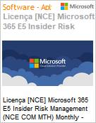 Licena mensal Cloud [CSP NCE] Microsoft 365 E5 Insider Risk Management (NCE COM MTH) Mensal  (Figura somente ilustrativa, no representa o produto real)