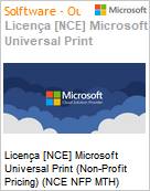 Licença [NCE] Microsoft Universal Print (Non-Profit Pricing) (NCE NFP MTH) Monthly - Annual  (Figura somente ilustrativa, não representa o produto real)