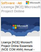 Licena [NCE] Microsoft Project Online Essentials (NCE COM ANN) Annual - Annual  (Figura somente ilustrativa, no representa o produto real)