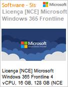 Licena [NCE] Microsoft Windows 365 Frontline 4 vCPU, 16 GB, 128 GB (NCE COM MTH) Monthly - Monthly  (Figura somente ilustrativa, no representa o produto real)