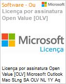 Licena por assinatura Open Value [OLV] Microsoft Outlook Mac SLng SA OLV NL 1Y Aq Y3 Academic AP Additional Product Non-Specific 1 Year(s) Acquired year 3 (Figura somente ilustrativa, no representa o produto real)