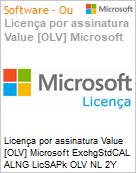 Licença por assinatura Value [OLV] Microsoft ExchgStdCAL ALNG LicSAPk OLV NL 2Y AqY2 Acdmc [Educacional] AP Stdnt UsrCAL Additional Product Non-Specific 2 Year(s) Acquired year 2 (Figura somente ilustrativa, não representa o produto real)