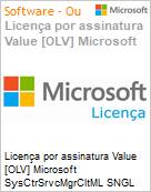 Licença por assinatura Value [OLV] Microsoft SysCtrSrvcMgrCltML SNGL LicSAPk OLV NL 1Y AqY1 Acdmc [Educacional] AP PerOSE Additional Product Non-Specific 1 Year(s) Acquired year 1 (Figura somente ilustrativa, não representa o produto real)