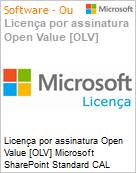 Licena por assinatura Open Value [OLV] Microsoft SharePoint Standard CAL ALng LSA OLV NL 1Y Aq Y1 Acad AP Stud CAL User Additional Product Non-Specific 1 Year(s) Acquired year 1 (Figura somente ilustrativa, no representa o produto real)