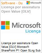 Licena por assinatura Open Value [OLV] Microsoft SharePoint P1 Open SLng Sub OLV NL 1M AP Additional Product Non-Specific 1 Month(s) Non-Specific (Figura somente ilustrativa, no representa o produto real)