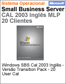 T74-01133 - Software FPP Microsoft Windows Small Business Server [SBS] CAL 2003 Ingls MLP 20 Clientes Transition Pak User CAL FPP (Full)