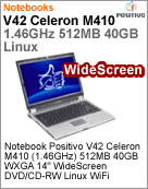 200092 - Notebook Positivo V42 Intel Celeron M 410 (1.46GHz) 512MB 40GB WXGA 14