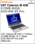 200122-M - Notebook Positivo V57 Intel Celeron M 430 (1.73GHz) 512MB 80GB 14.1