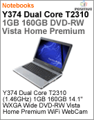 200280 - Notebook Positivo Y374 Intel Pentium Dual-Core T2310 (1.46GHz) 1GB 160GB 14.1