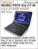 200515 - Netbook Positivo MOBO P970 Via C7-M (1.20GHz) ULV 512MB 60GB 8.9