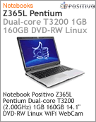200631 - Notebook Positivo Z365L Intel Pentium Dual-Core T3200 (2.00GHz) 1GB 160GB 14.1