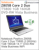 200639 - Notebook Positivo Z805B Intel Core 2 Duo T5800 (2.00GHz) 1GB 160GB 14.1