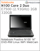 3050762 - Notebook Positivo N100 Intel Core 2 Duo E7500 (2.93GHz) 2GB 320GB 14