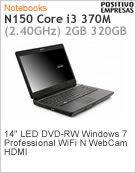3050883 - Notebook Positivo Master N150 Intel Core i3-370M (2.40GHz) 2GB 320GB 14" LED DVD-RW Windows 7 Professional Wi-Fi N WebCam HDMI