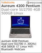 3300003 - Notebook Positivo Aureum 4200 Intel Pentium Dual-Core SU2700 (1.30GHz) 4GB 500GB 13