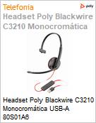 Headset Poly Blackwire C3210 Monocromtica USB-A 80S01A6 (Figura somente ilustrativa, no representa o produto real)