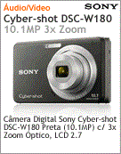 DSC-W180/B - Cmera Digital Sony Cyber-shot DSC-W180 Preta (10.1MP) com 3x Zoom ptico LCD 2.7
