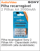 NH-AA-B2K - Pilha recarregvel Sony 2 Pilhas AA - Capacidade (mAh): 2000mAh (alta durabilidade)