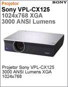 VPL-CX125 - Projetor Sony VPL-CX125 3000 ANSI Lumens 1024x768 XGA (DataShow/Retroprojetor)