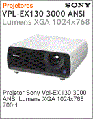 VPL-EX130 - Projetor Sony VPL-EX130 3000 ANSI Lumens 1024x768 XGA 700:1 (DataShow/Retroprojetor)