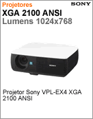VPL-EX4 - Projetor Sony VPL-EX4 XGA 2100 ANSI Lumens 1024x768 (DataShow/Retroprojetor)