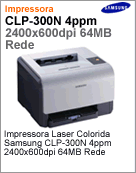 CLP-300N/XAA - Impressora Laser Colorida Samsung CLP-300n 4ppm 2400x600dpi 64MB Rede