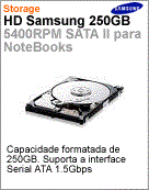 HM251JI - Unidade de Disco Rgido (HD) Notebook 250GB Samsung 5.400 rpm SATA 2