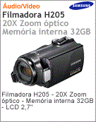 HMX-H205BN/XAZ - Filmadora Digital Samsung H205 (Zoom 20x; Memria 32GB) LCD 2.7